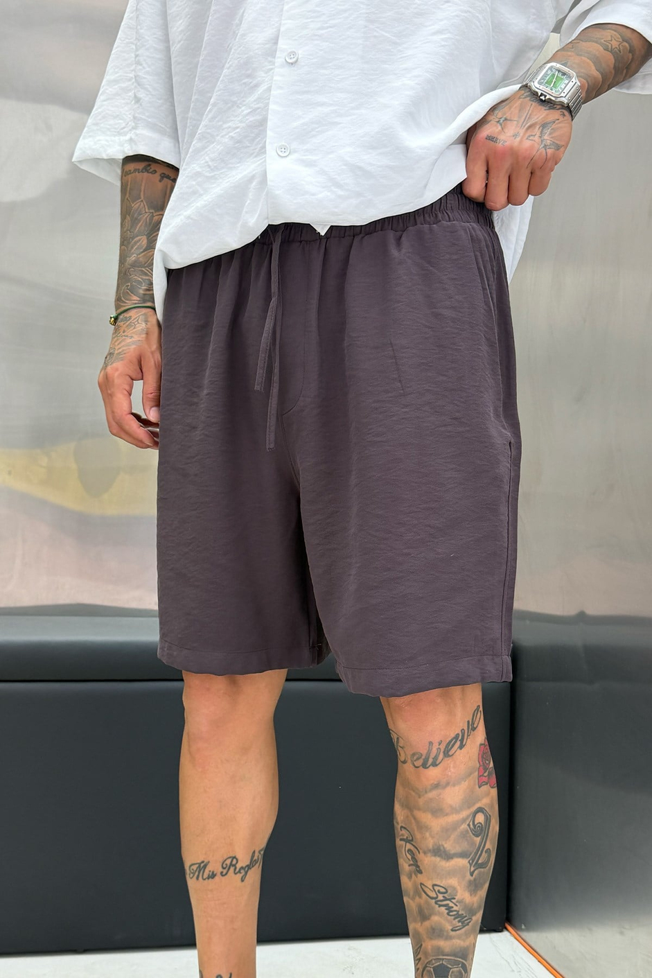 Mürdüm MODAL KUMAŞ OVERSIZE ŞORT