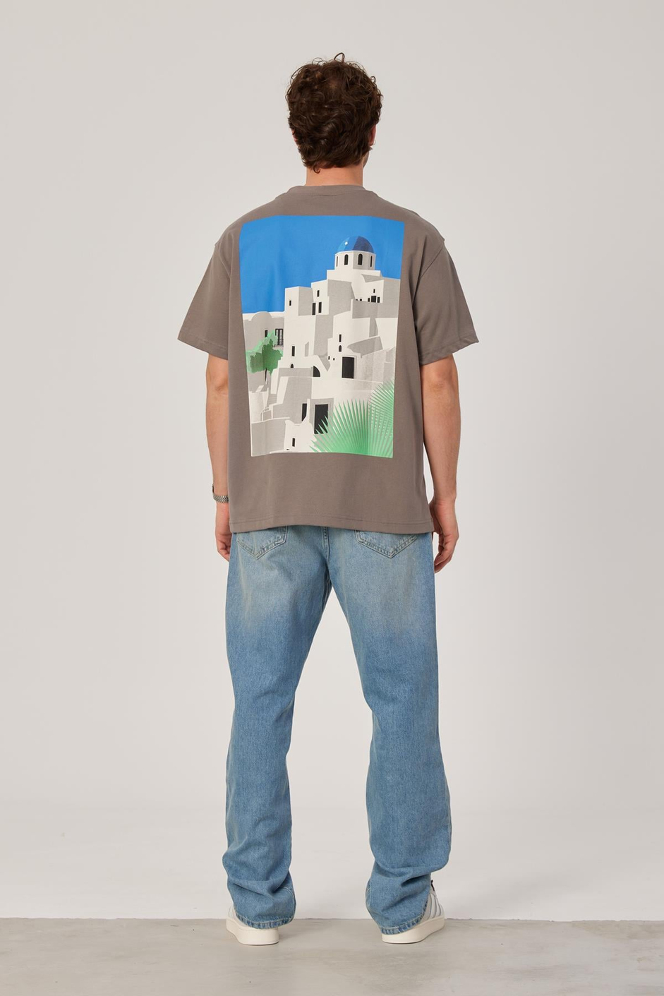 Mykonos Baskılı Kahverengi Tshirt