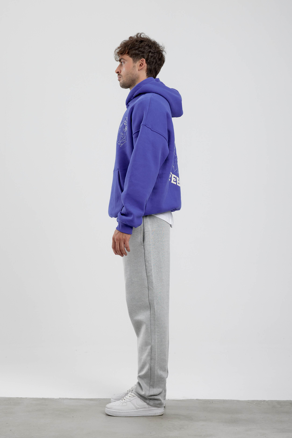 Nakışlı Heykel Baskılı Mor Kapüşonlu Sweatshirt