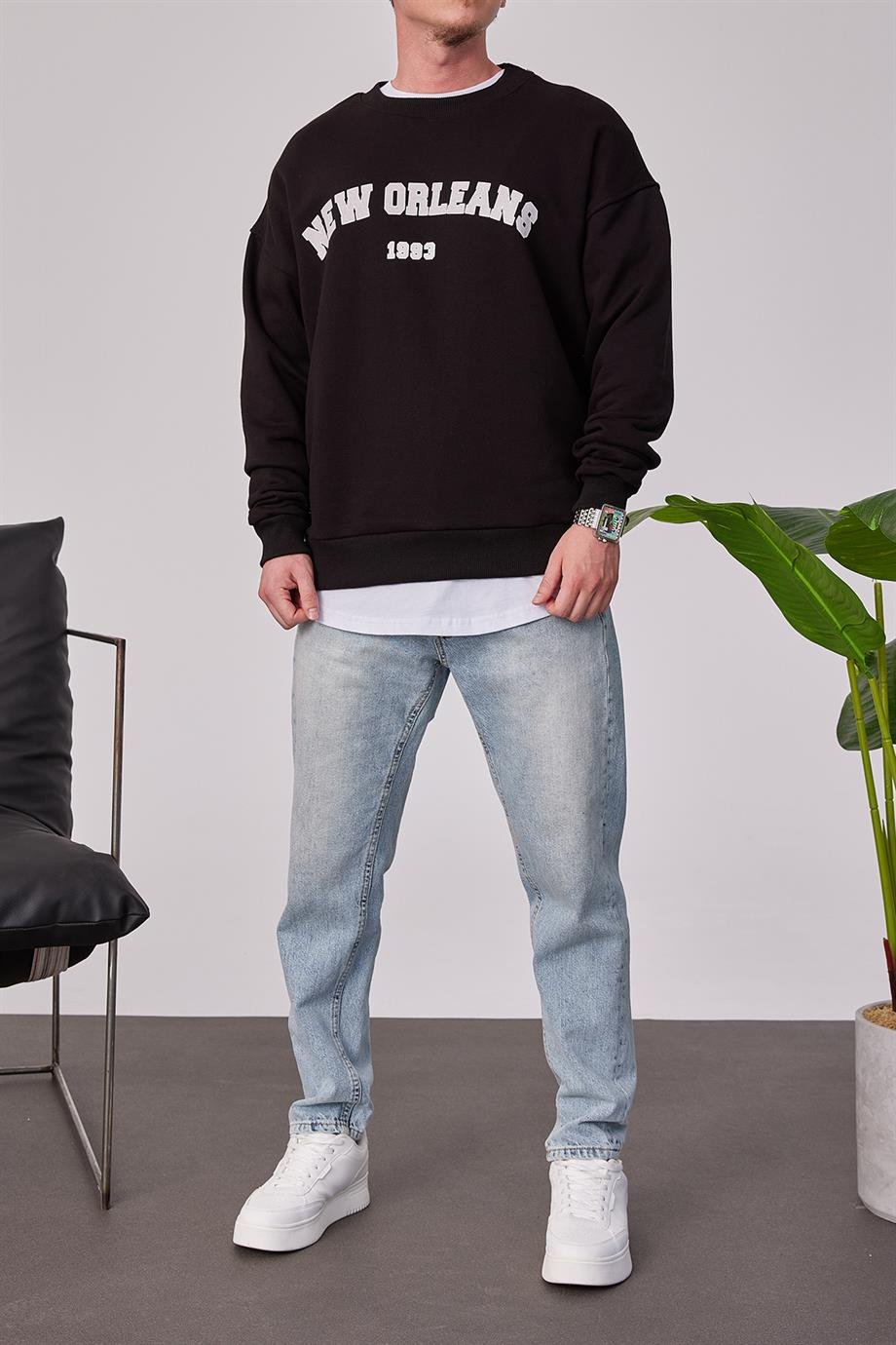 New Orleans Siyah Sweatshirt