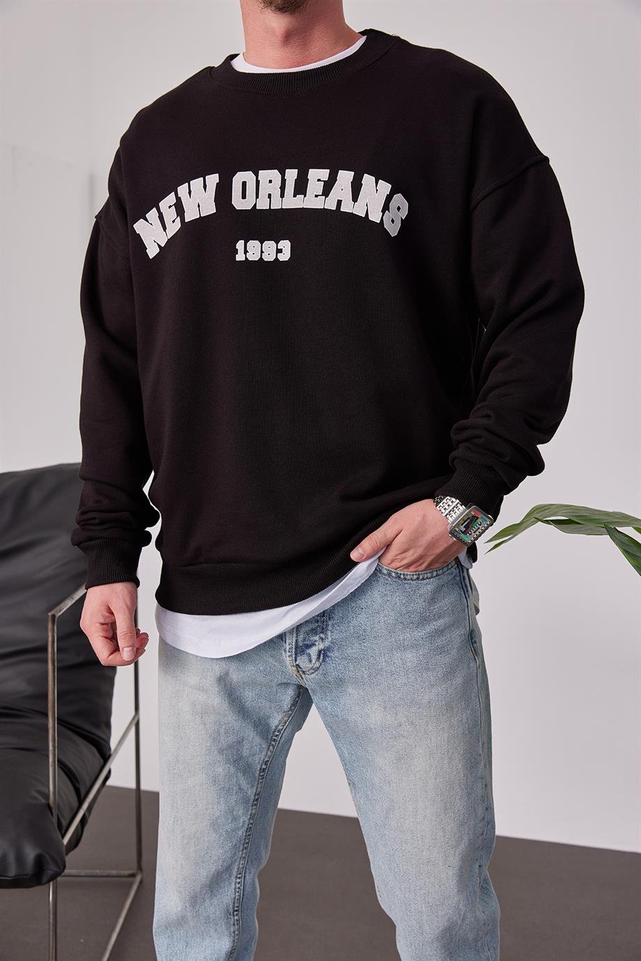 New Orleans Siyah Sweatshirt