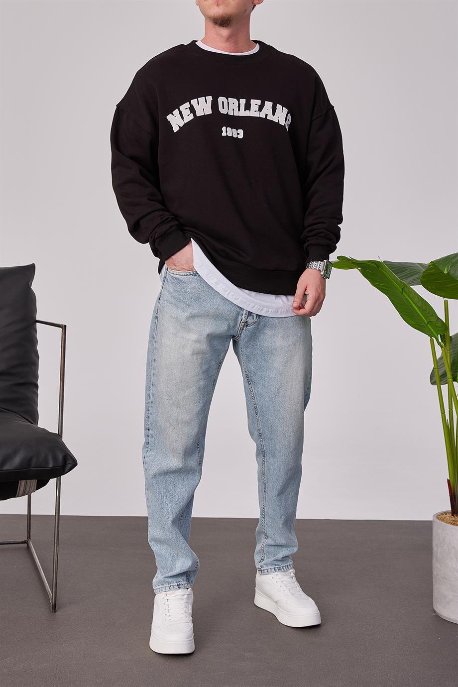 New Orleans Siyah Sweatshirt
