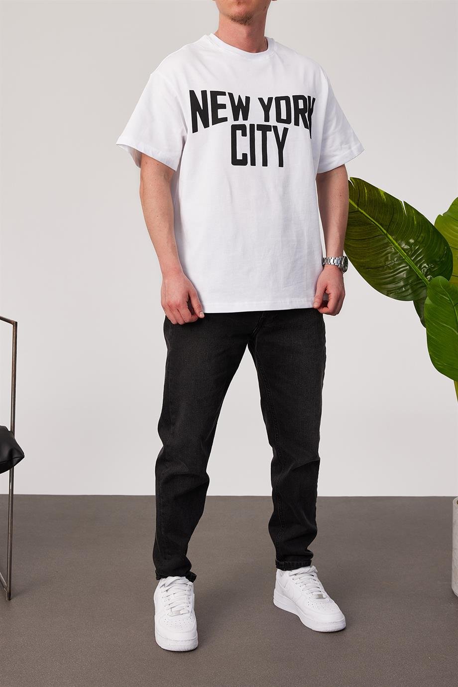 New York City Baskılı Beyaz Tshirt