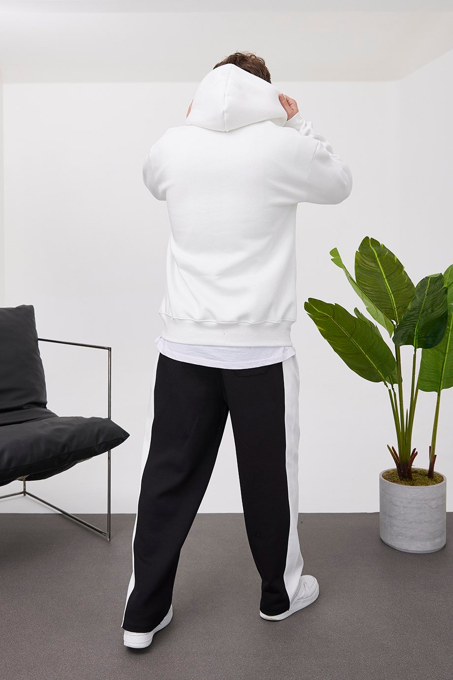 Nomarc 456 Baskılı Beyaz Kapüşonlu Sweatshirt