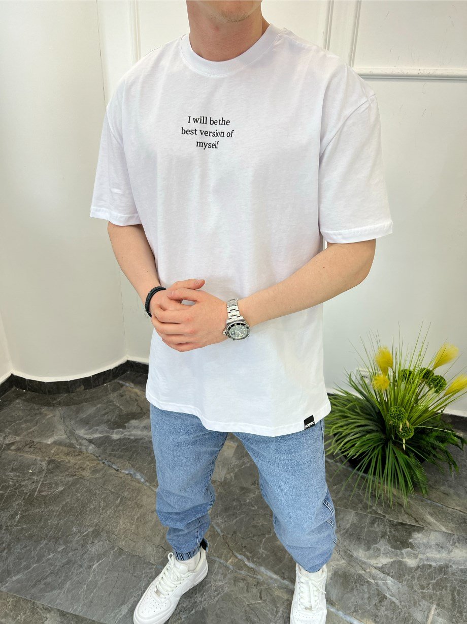 Nomarc Arka Çiçek Desenli Beyaz Tshirt