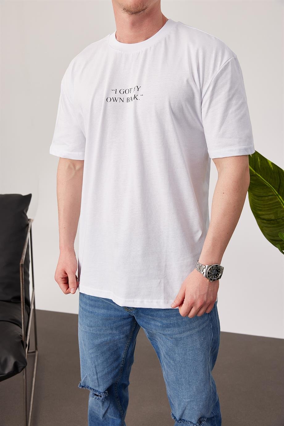 Nomarc Arka Papağan Detaylı Beyaz Tshirt