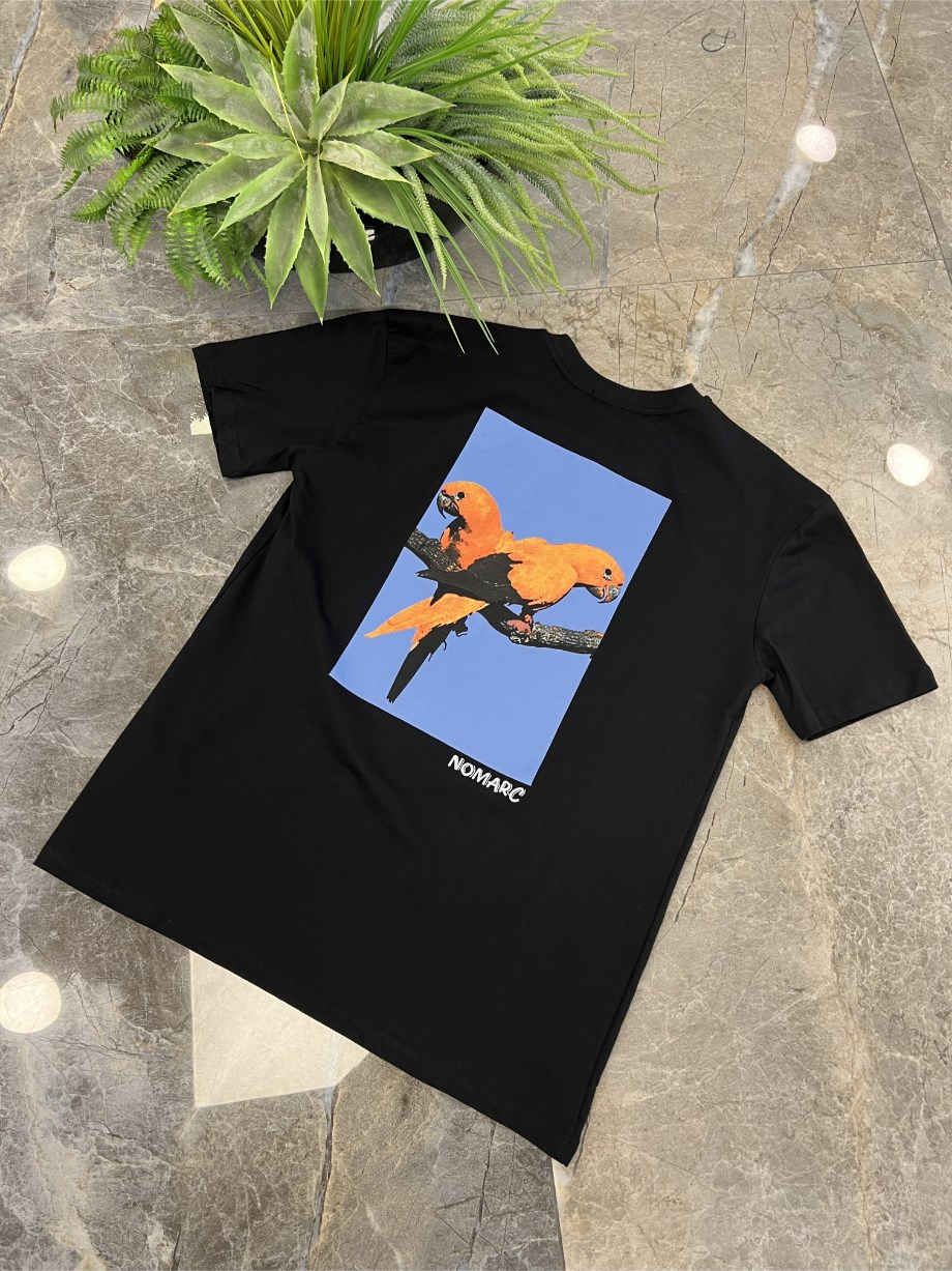 Nomarc Arka Papağan Detaylı Siyah Tshirt