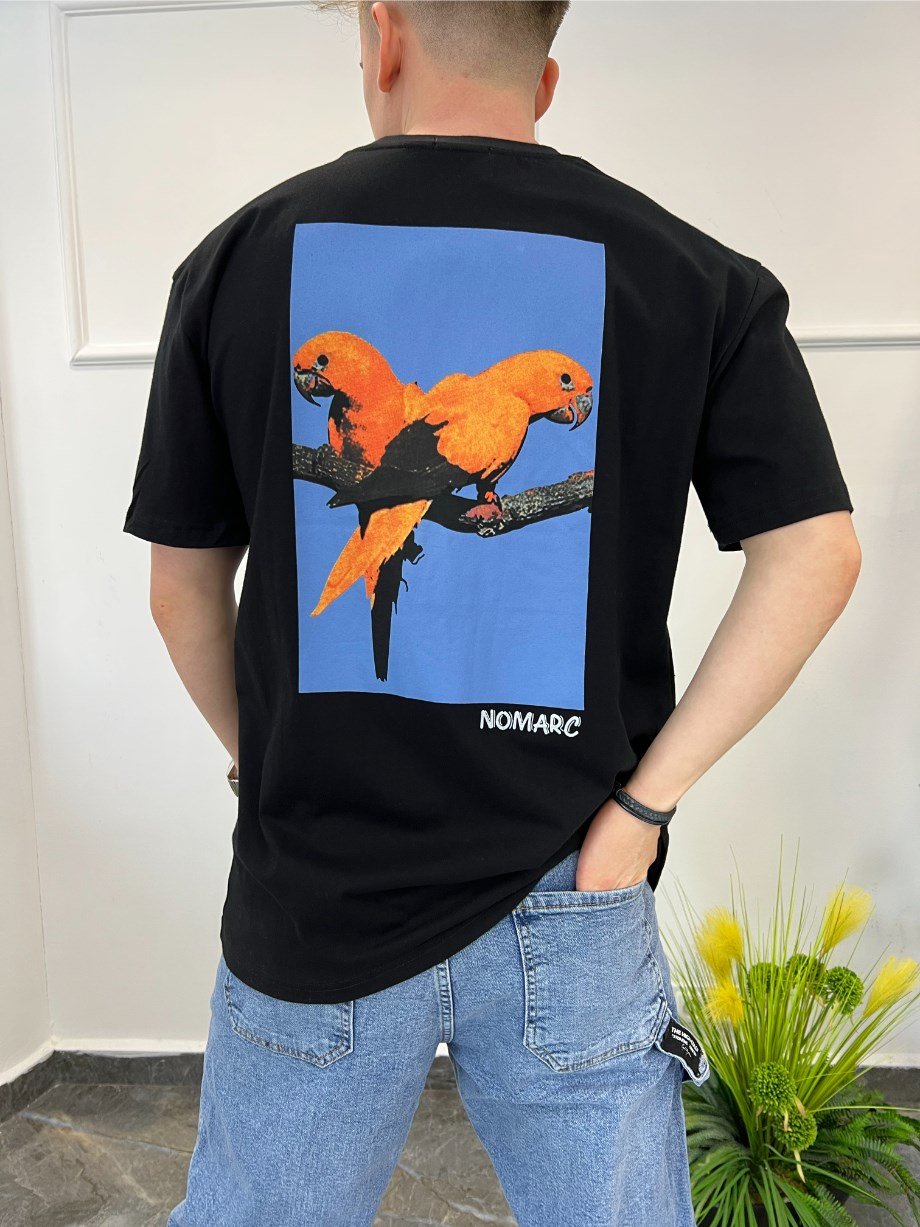 Nomarc Arka Papağan Detaylı Siyah Tshirt