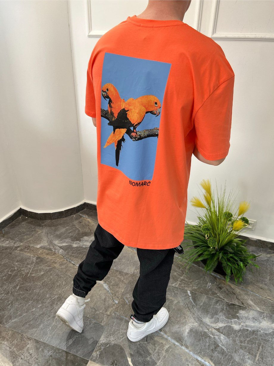 Nomarc Arka Papağan Detaylı Turuncu Tshirt