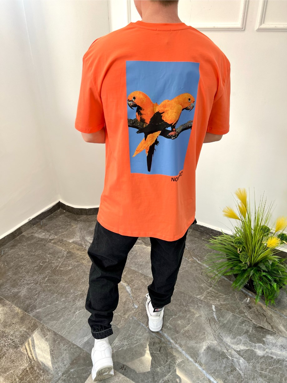 Nomarc Arka Papağan Detaylı Turuncu Tshirt