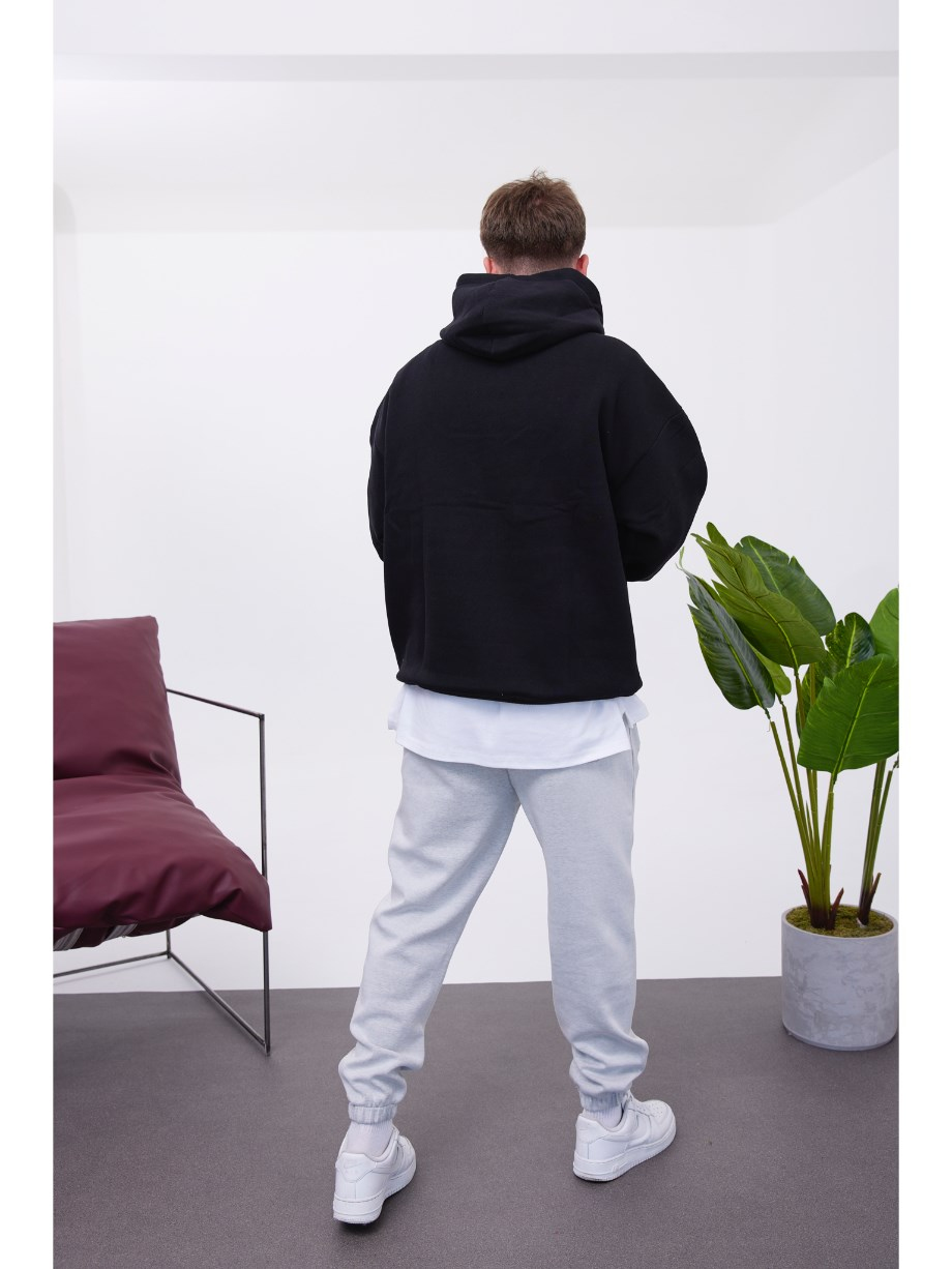 Nomarc Ayakkabı Desenli Kapüşonlu Siyah Sweatshirt