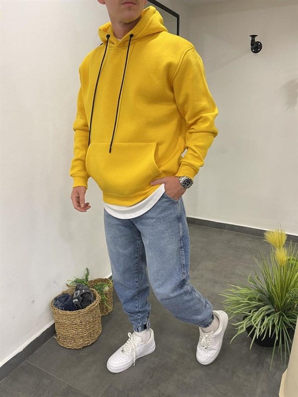 Nomarc Basic Kapüşonlu Hardal Sweatshirt