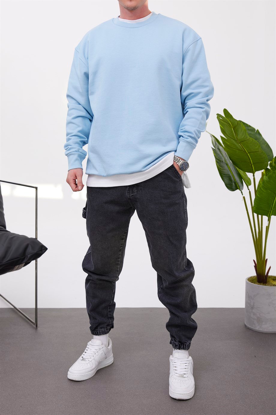 Nomarc Basic Pamuk Bebe Mavisi Sweatshirt