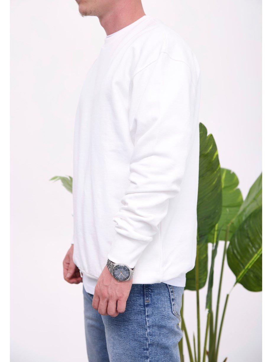 Nomarc Basic Pamuk Beyaz Sweatshirt