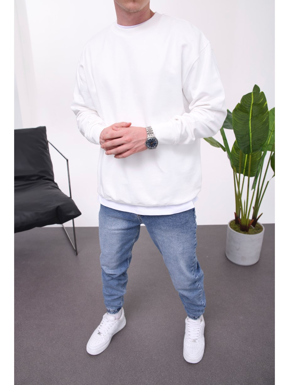 Nomarc Basic Pamuk Beyaz Sweatshirt