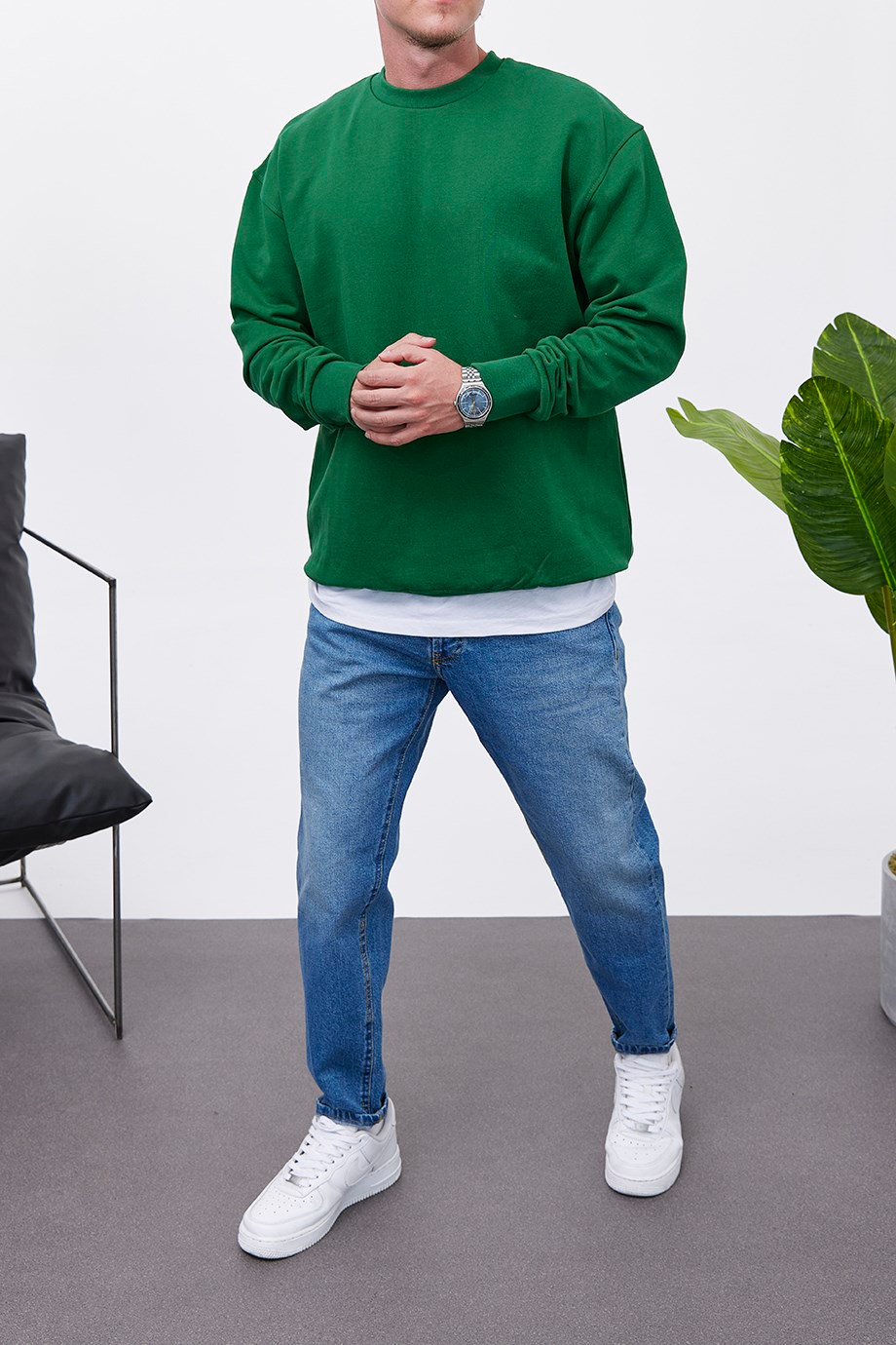 Nomarc Basic Pamuk Yeşil Sweatshirt