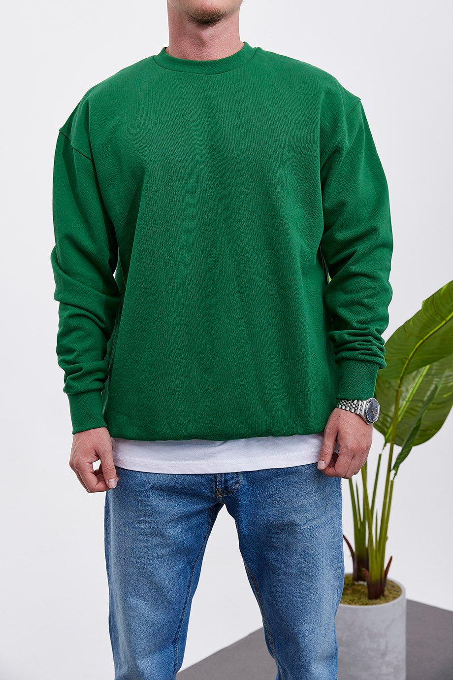Nomarc Basic Pamuk Yeşil Sweatshirt