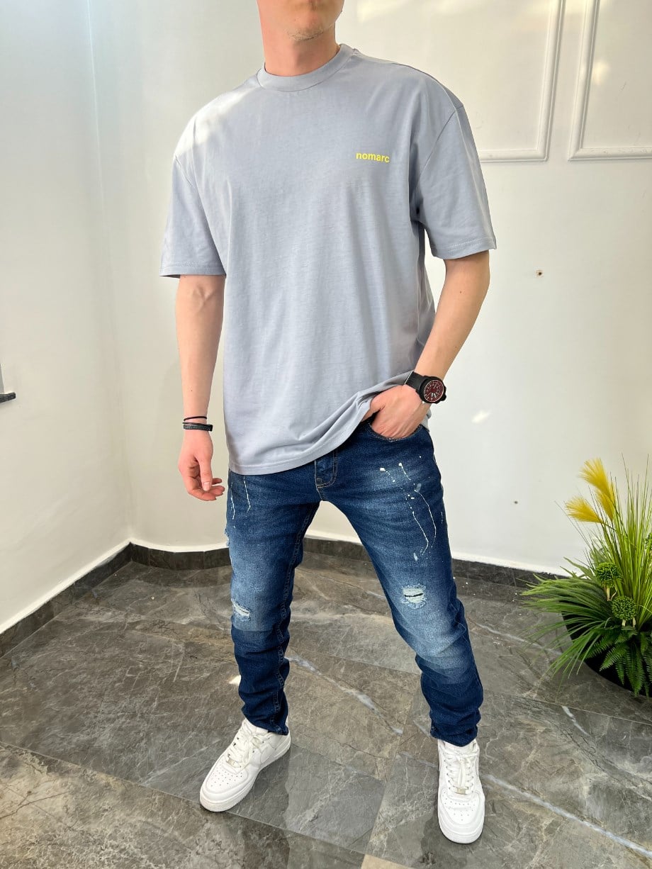 Nomarc Basic Pamuklu Gri Tshirt