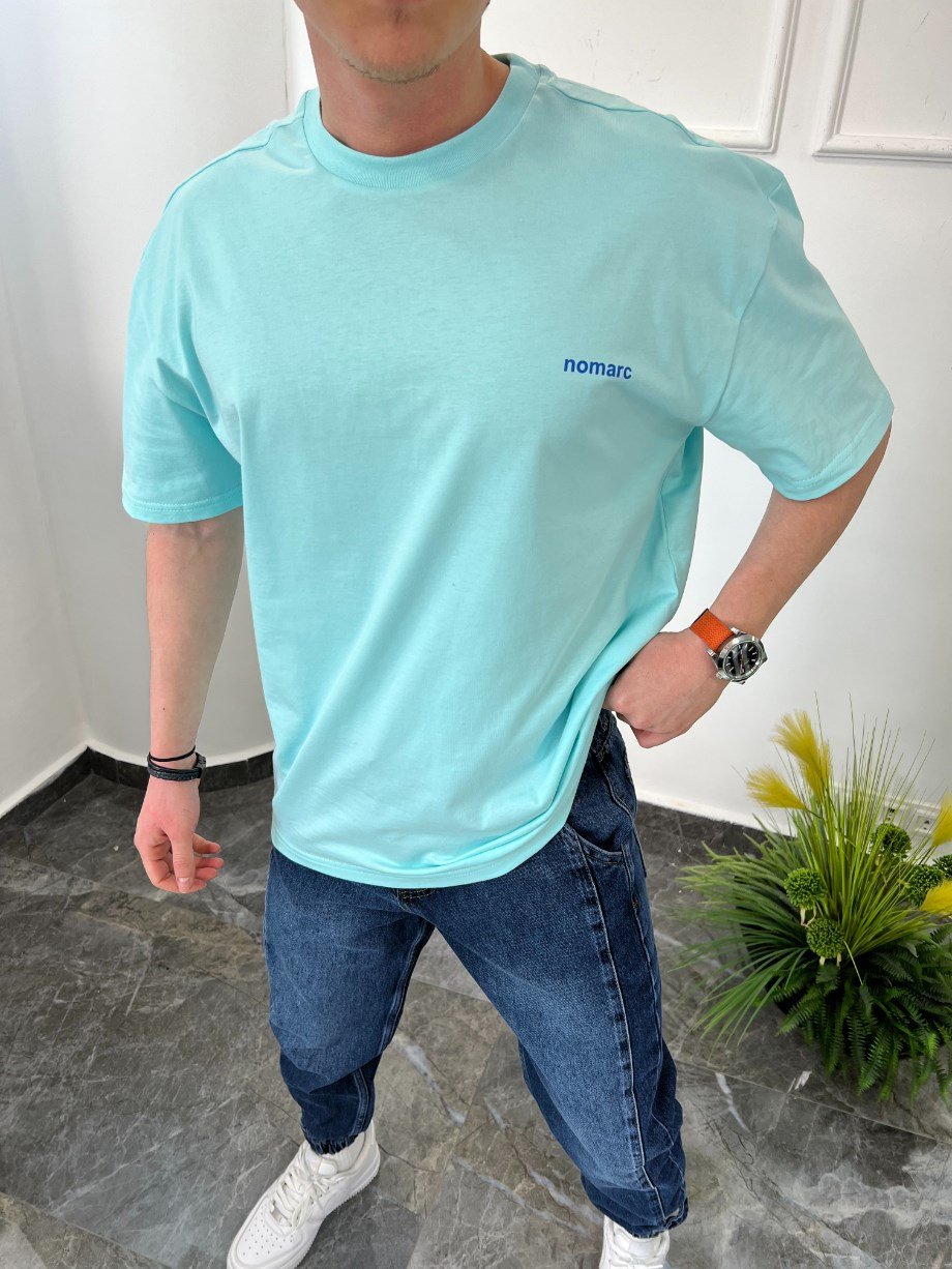 Nomarc Basic Pamuklu Su Yeşili Tshirt