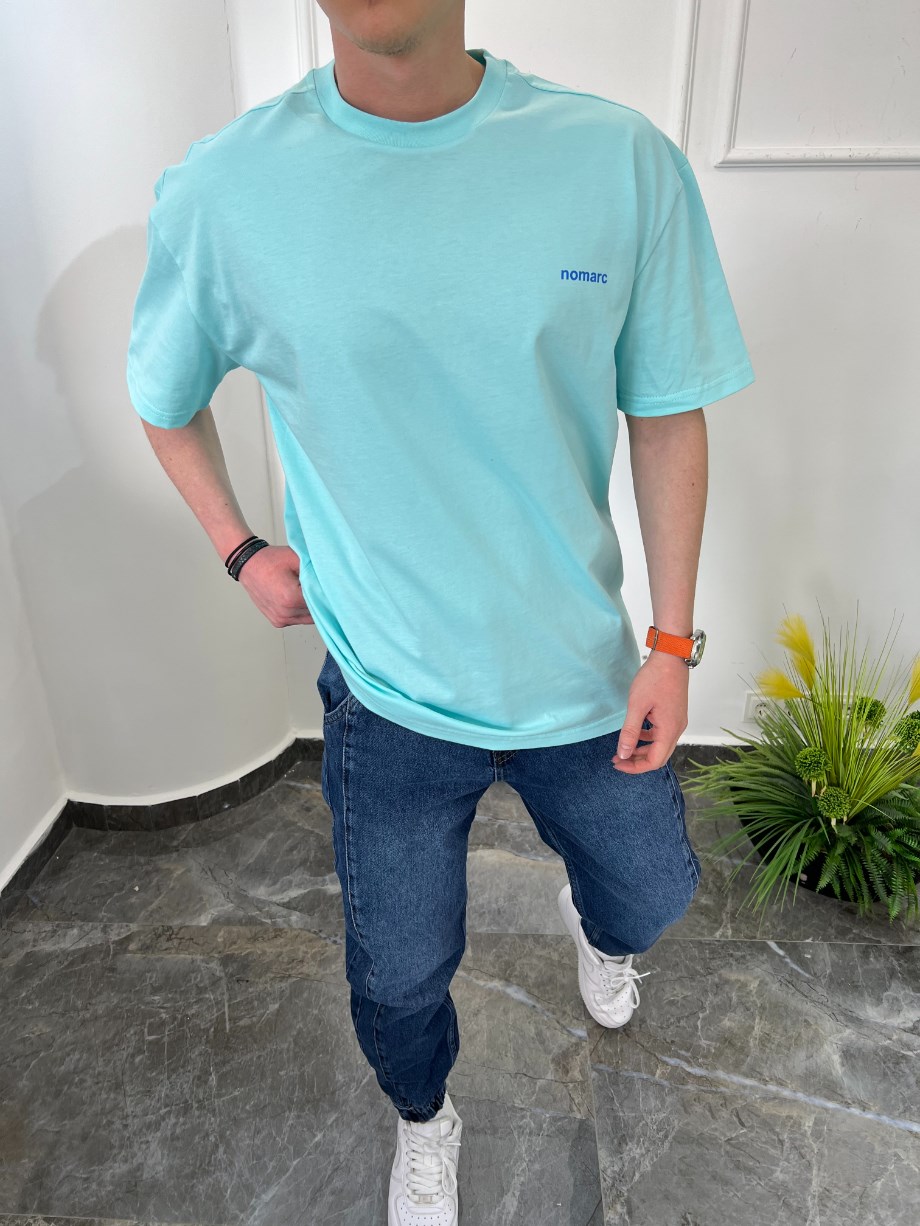 Nomarc Basic Pamuklu Su Yeşili Tshirt