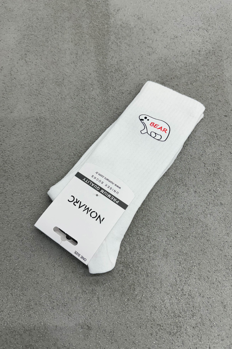 Nomarc Bear Yazılı Beyaz Çorap