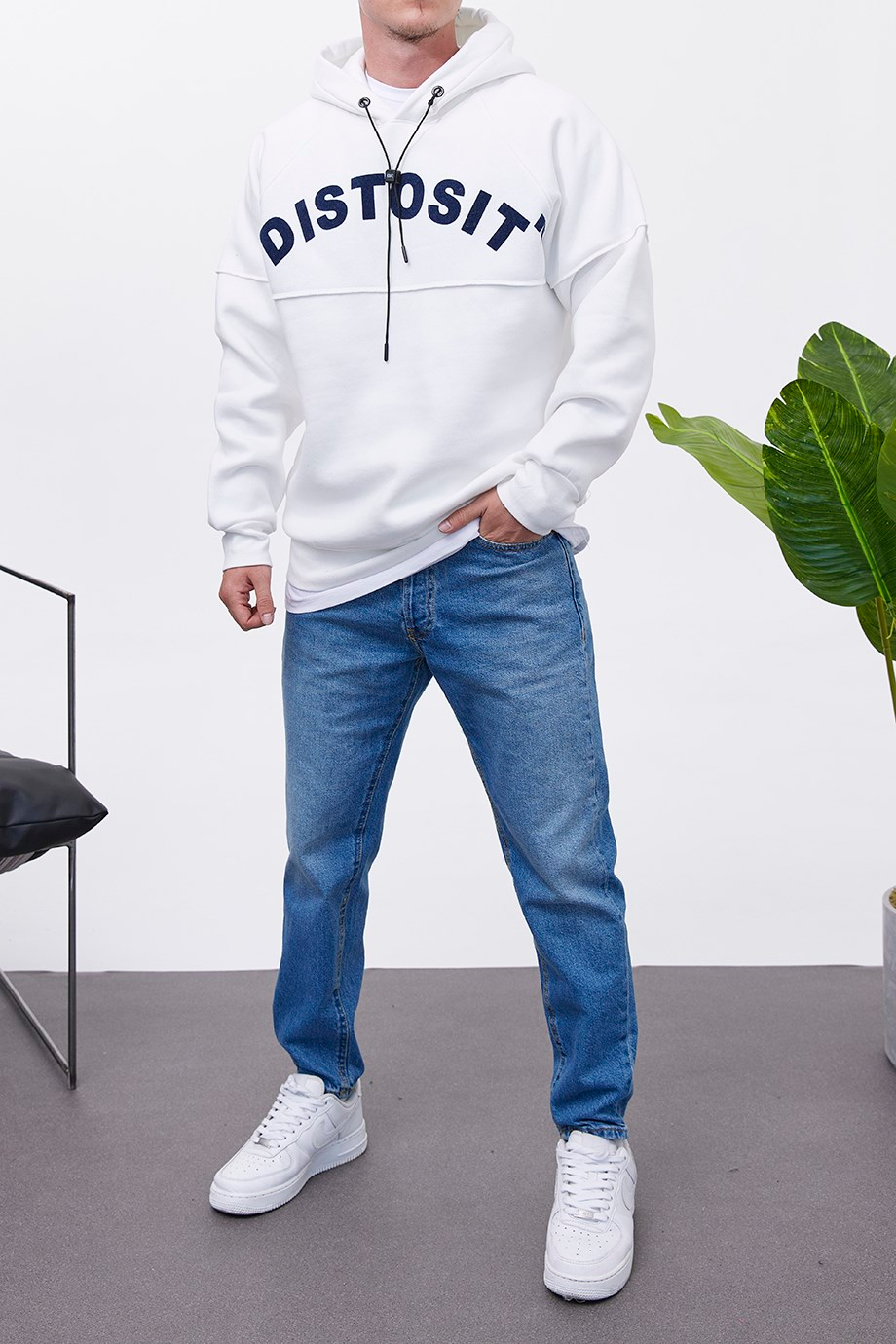 Nomarc Distosit Beyaz Kapüşonlu Sweatshirt