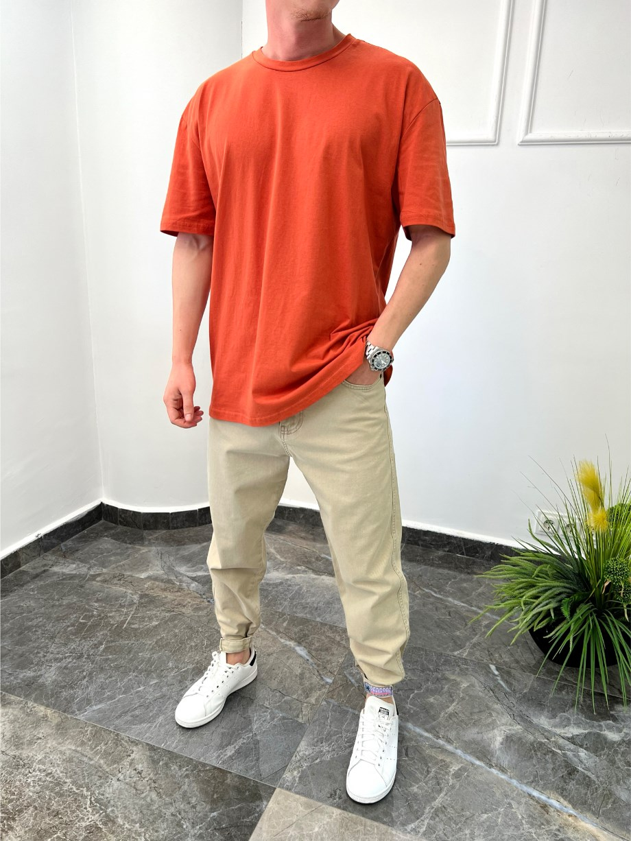 Nomarc Düz Kesim Basic Mercan Rengi Tshirt