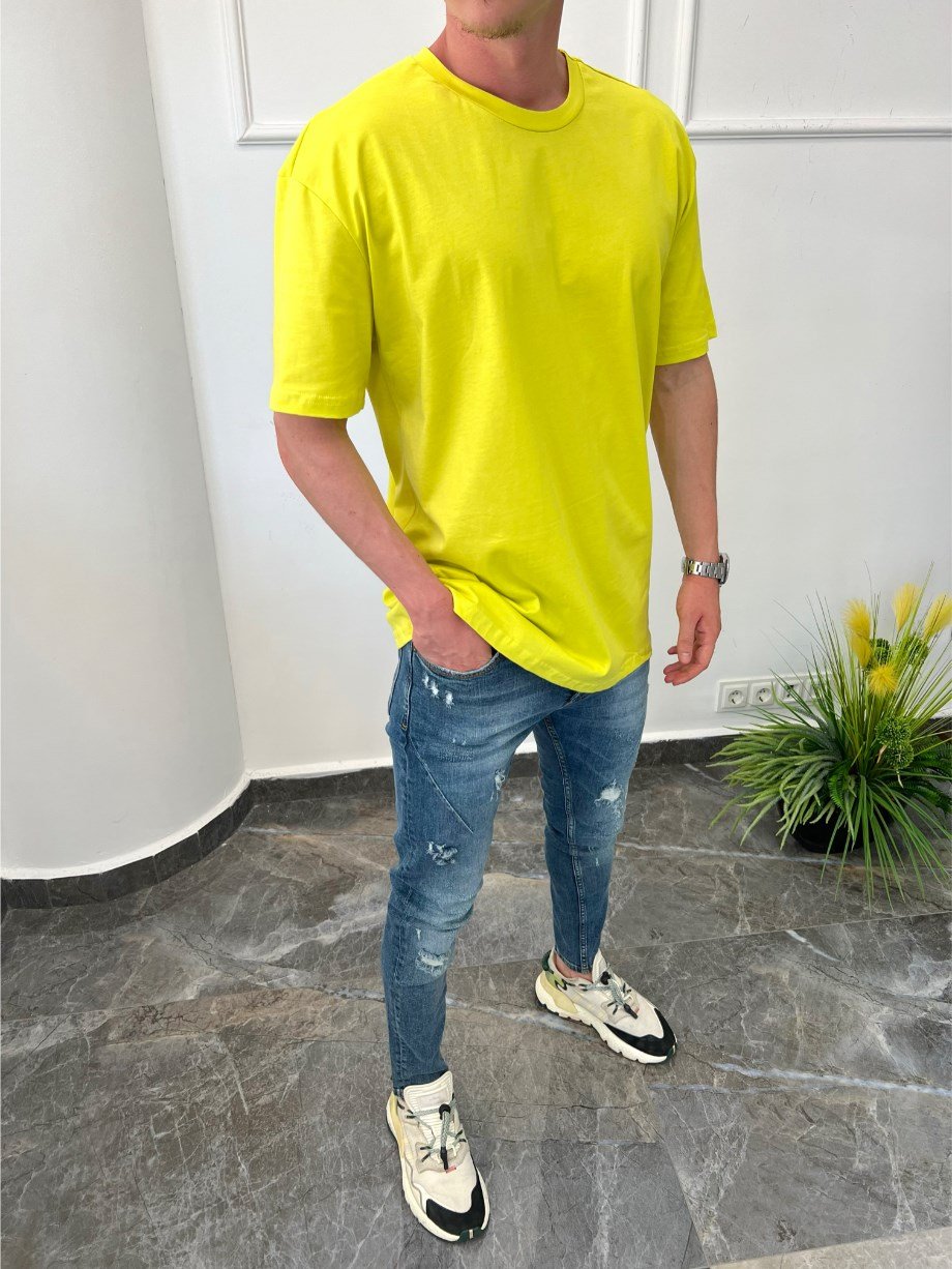 Nomarc Düz Kesim Basic Sarı Tshirt