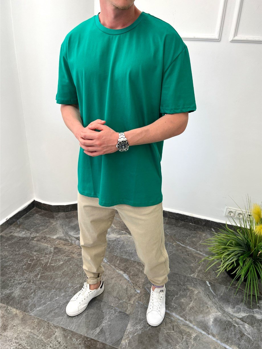 Nomarc Düz Kesim Basic Zümrüt Yeşili Tshirt