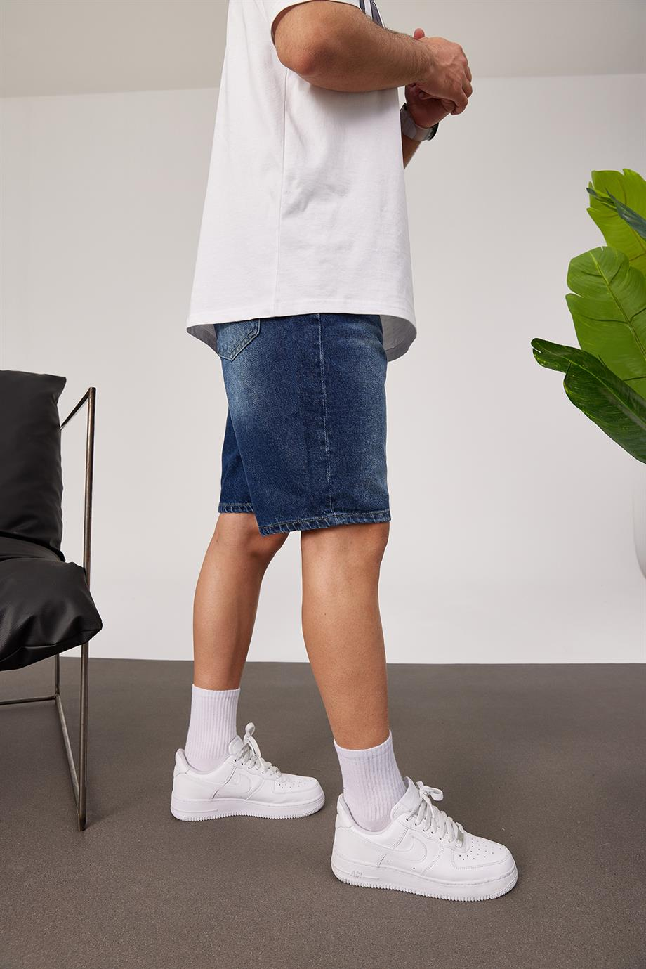 Nomarc Düz Koyu Denim Kot Şort