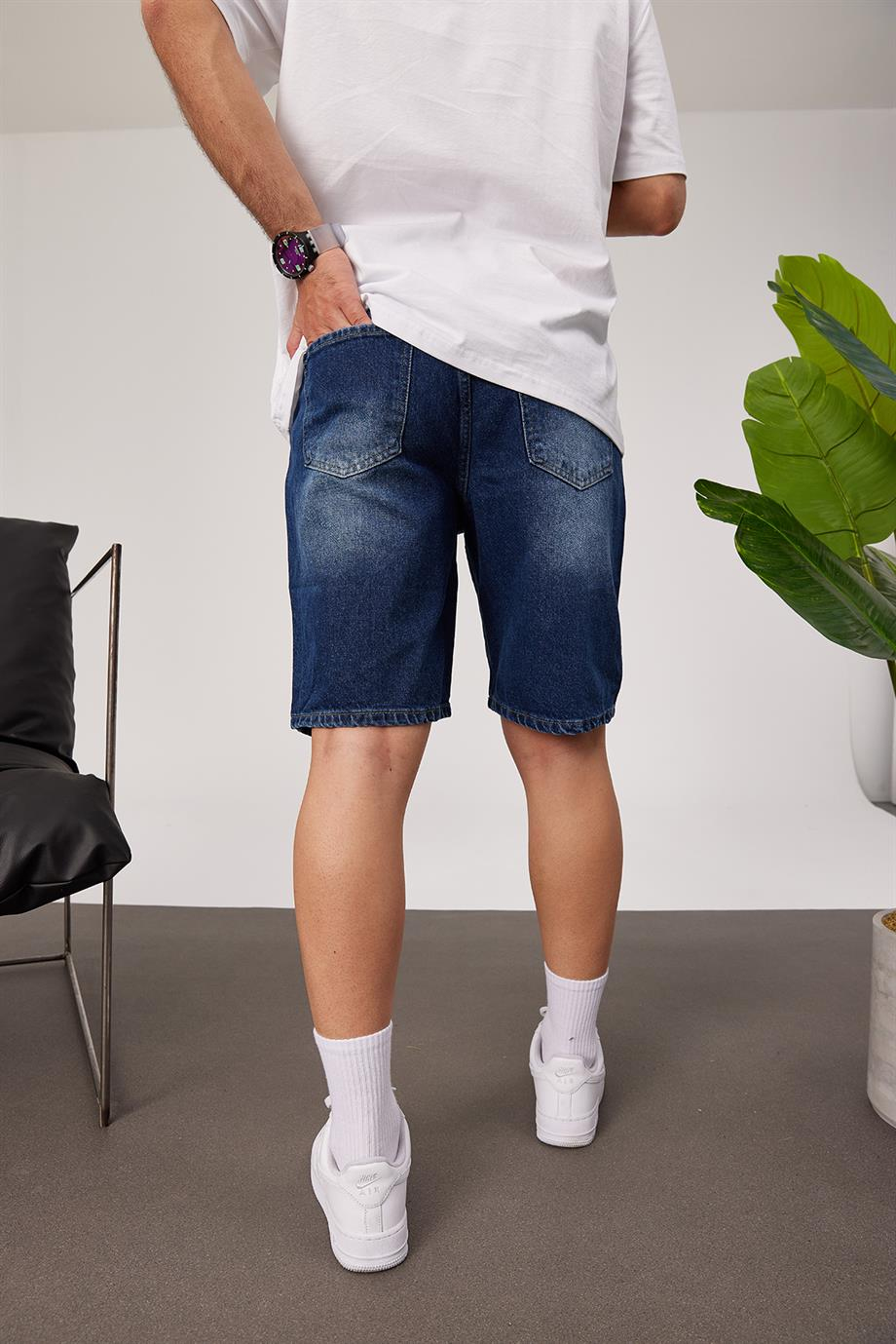Nomarc Düz Koyu Denim Kot Şort