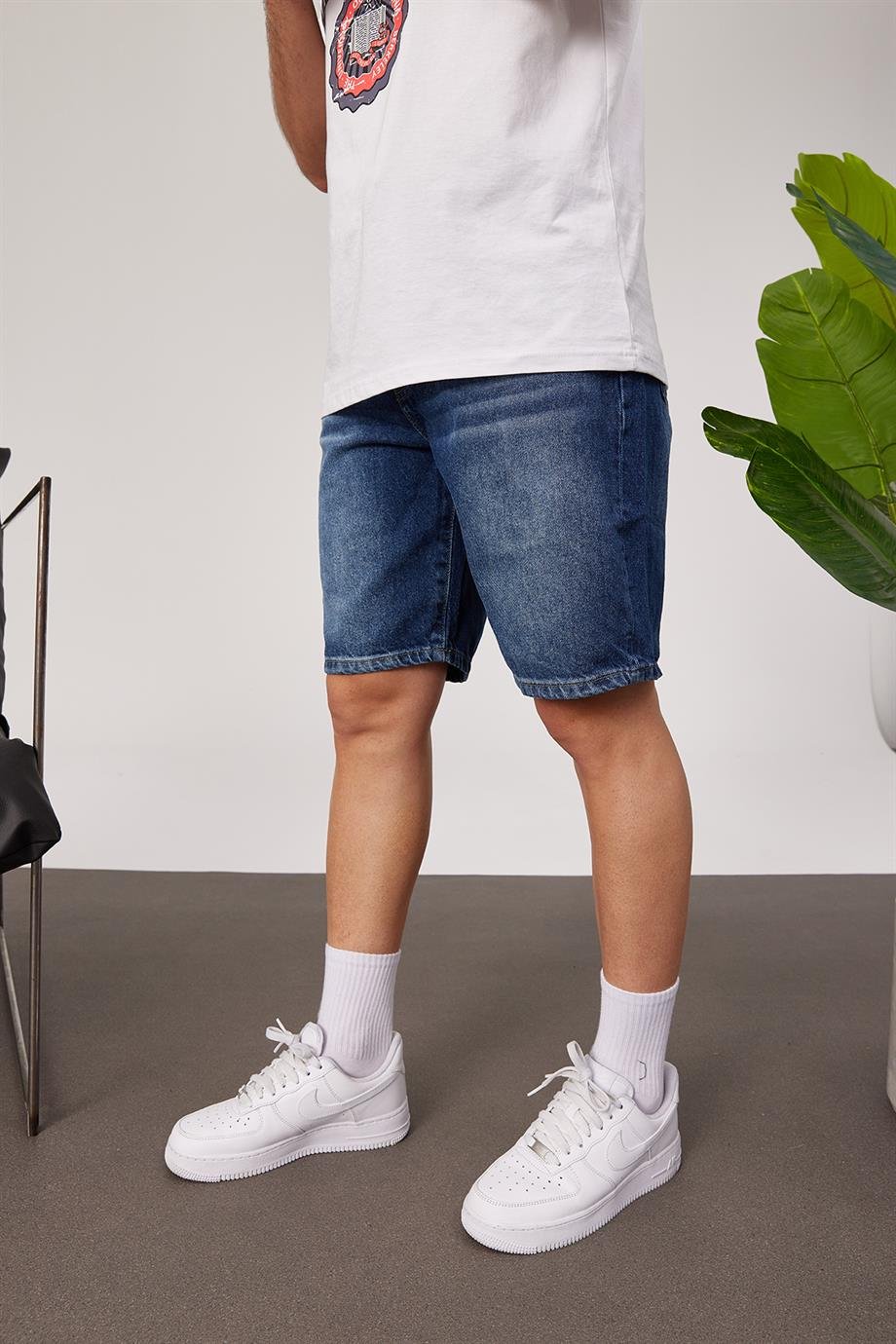 Nomarc Düz Koyu Denim Kot Şort