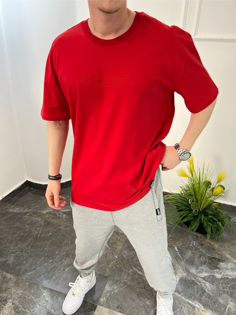 Nomarc Düz Yazılı Basic Kırmızı Tshirt