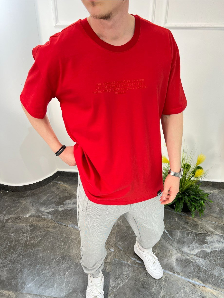 Nomarc Düz Yazılı Basic Kırmızı Tshirt