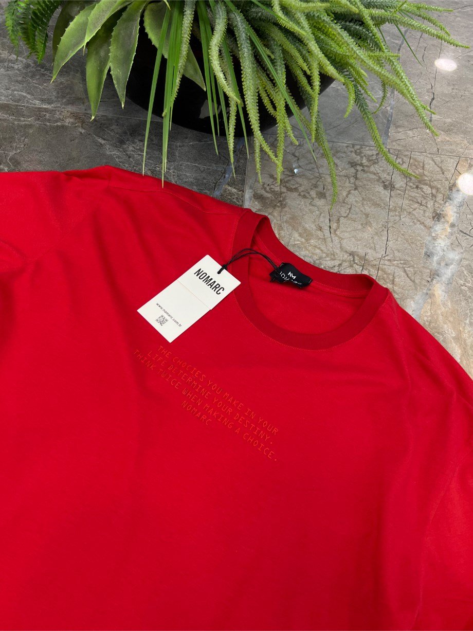 Nomarc Düz Yazılı Basic Kırmızı Tshirt