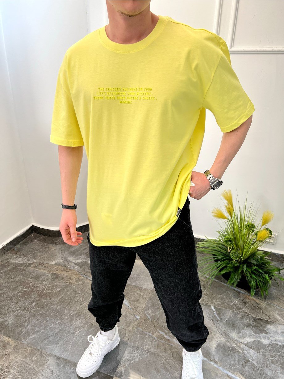 Nomarc Düz Yazılı Basic Sarı Tshirt