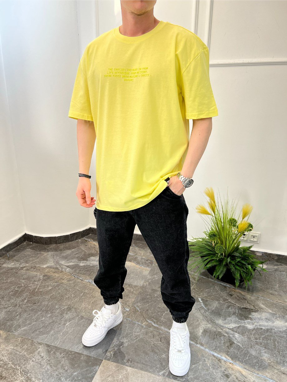 Nomarc Düz Yazılı Basic Sarı Tshirt