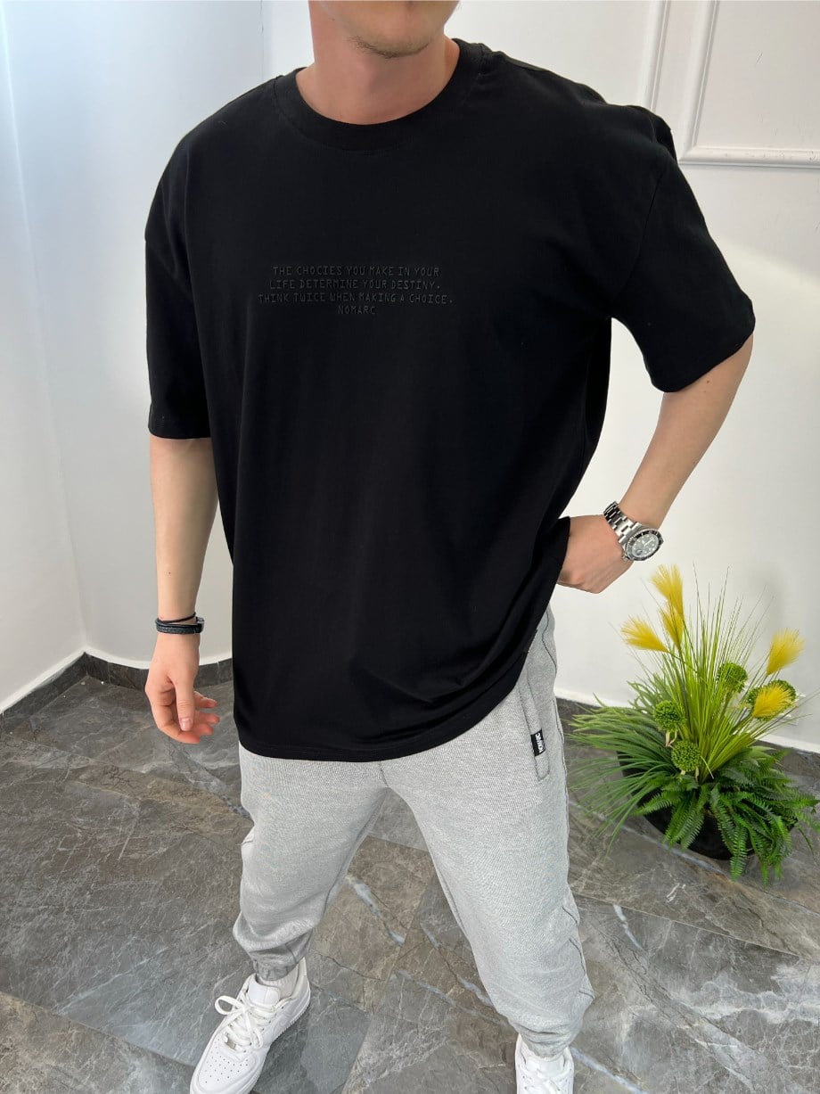 Nomarc Düz Yazılı Basic Siyah Tshirt