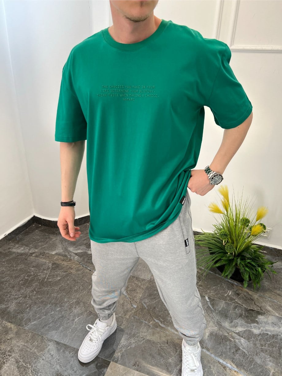 Nomarc Düz Yazılı Basic Yeşil Tshirt