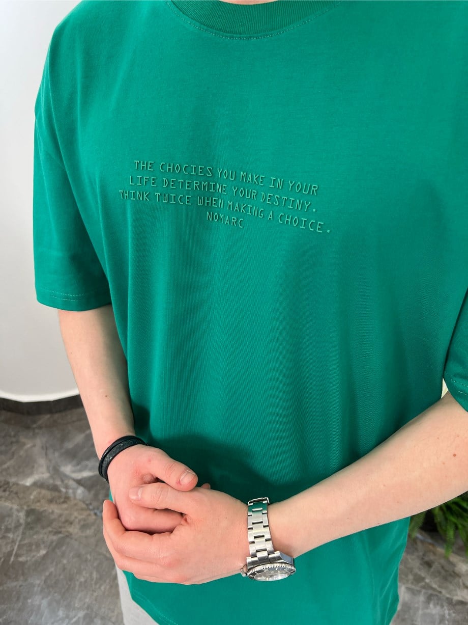 Nomarc Düz Yazılı Basic Yeşil Tshirt