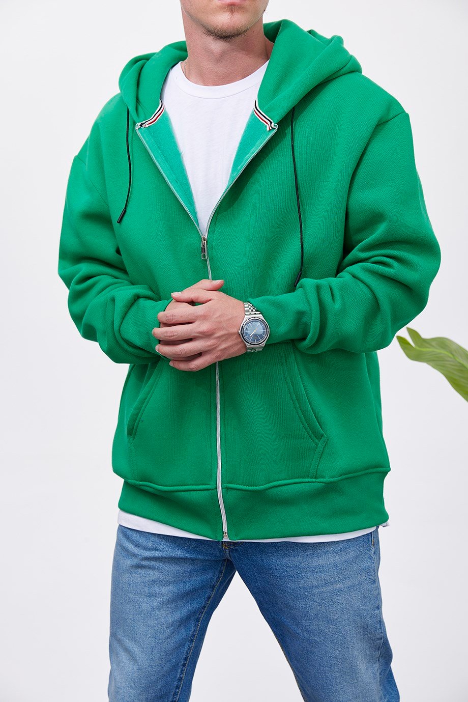 Nomarc Fermuarlı Kapüşonlu Yeşil Sweatshirt