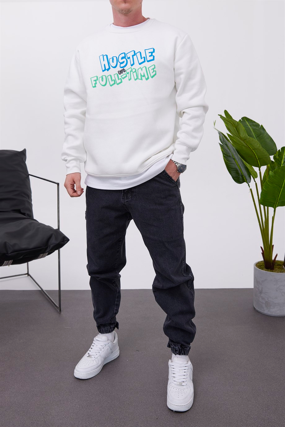 Nomarc Hustle Beyaz Sweatshirt