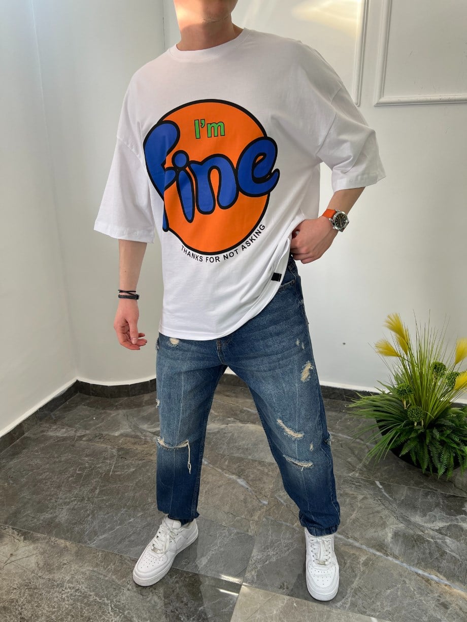 Nomarc I'm Fine Beyaz Tshirt