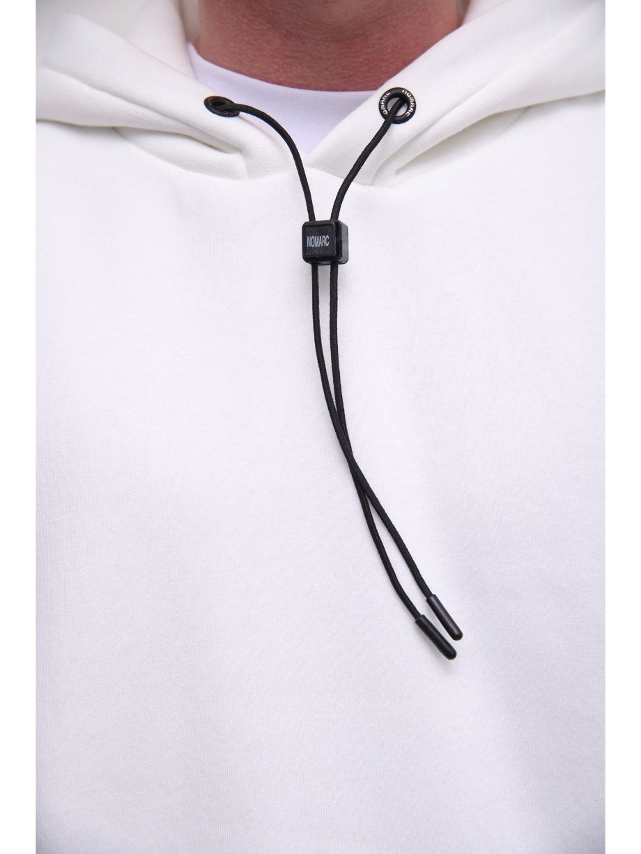 Nomarc İp Detaylı Basic Kapüşonlu Beyaz Sweatshirt