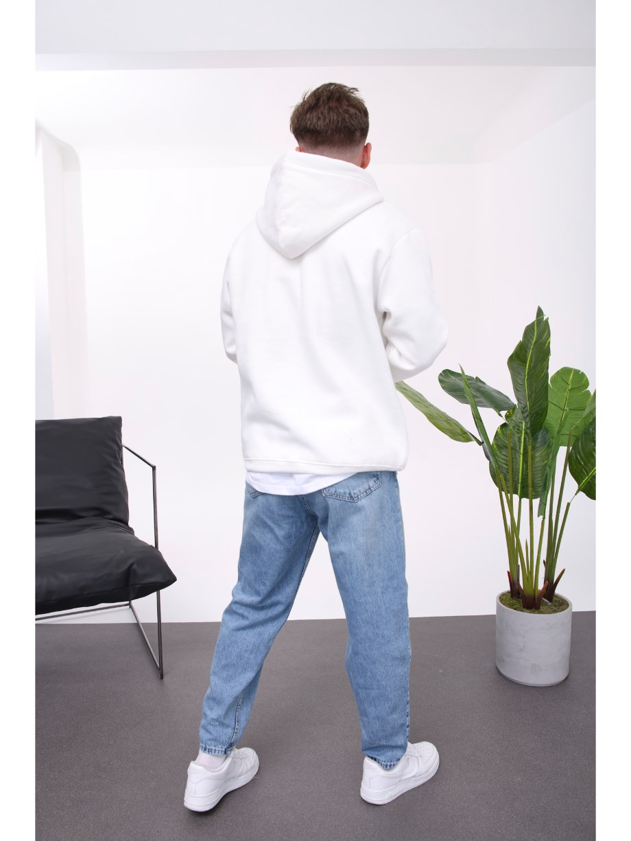 Nomarc İp Detaylı Basic Kapüşonlu Beyaz Sweatshirt