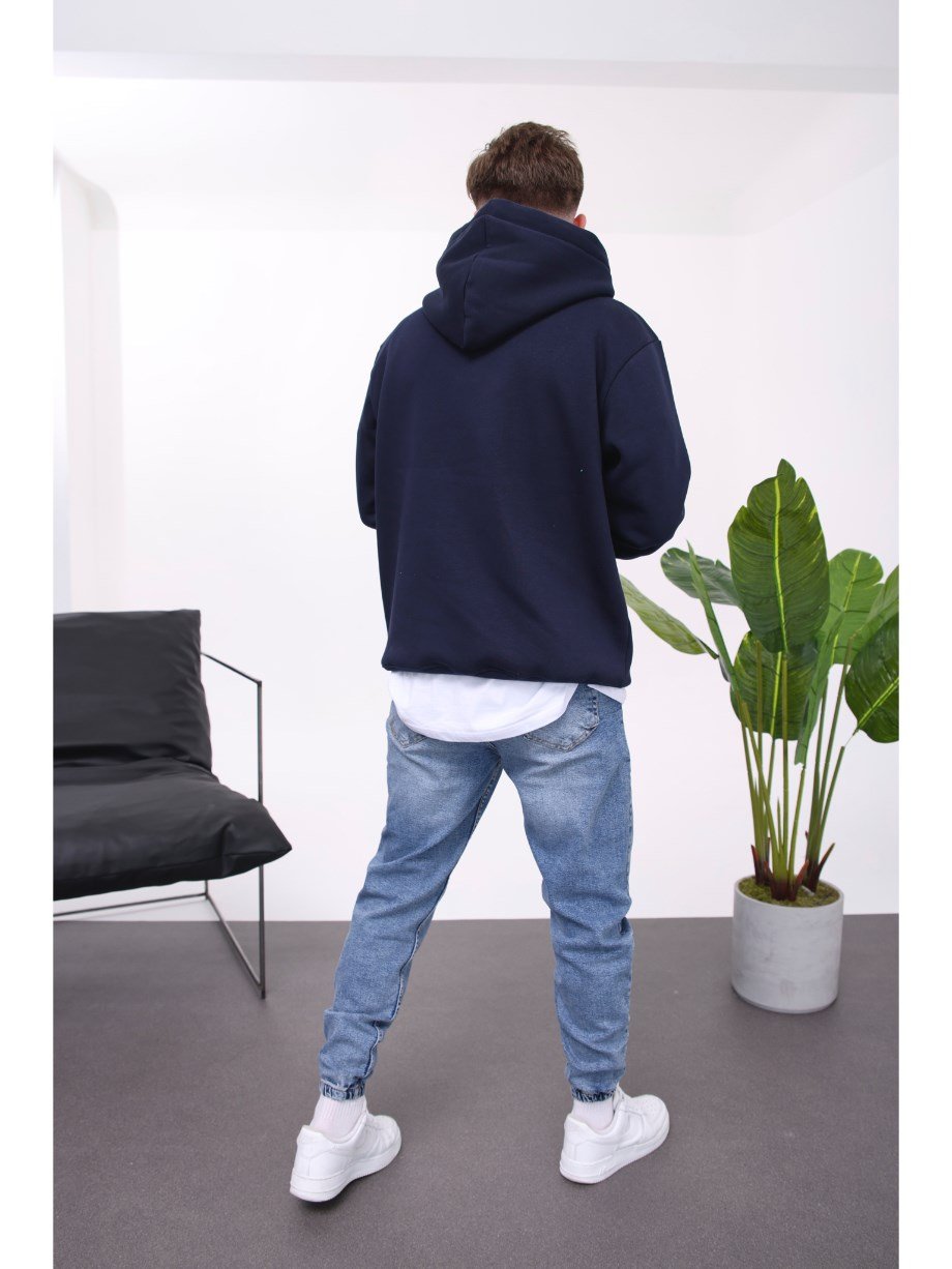 Nomarc İp Detaylı Basic Kapüşonlu Lacivert Sweatshirt