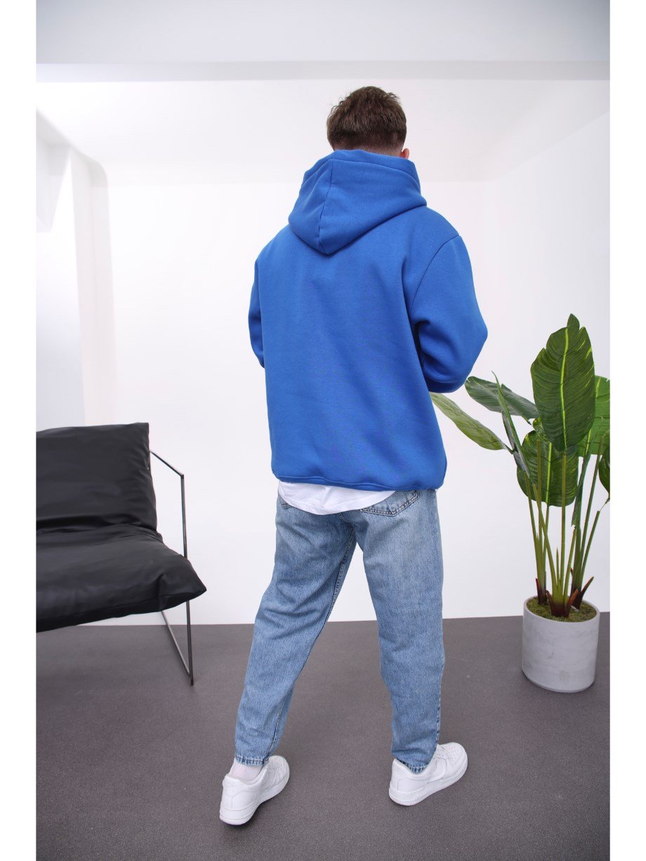 Nomarc İp Detaylı Basic Kapüşonlu Mavi Sweatshirt