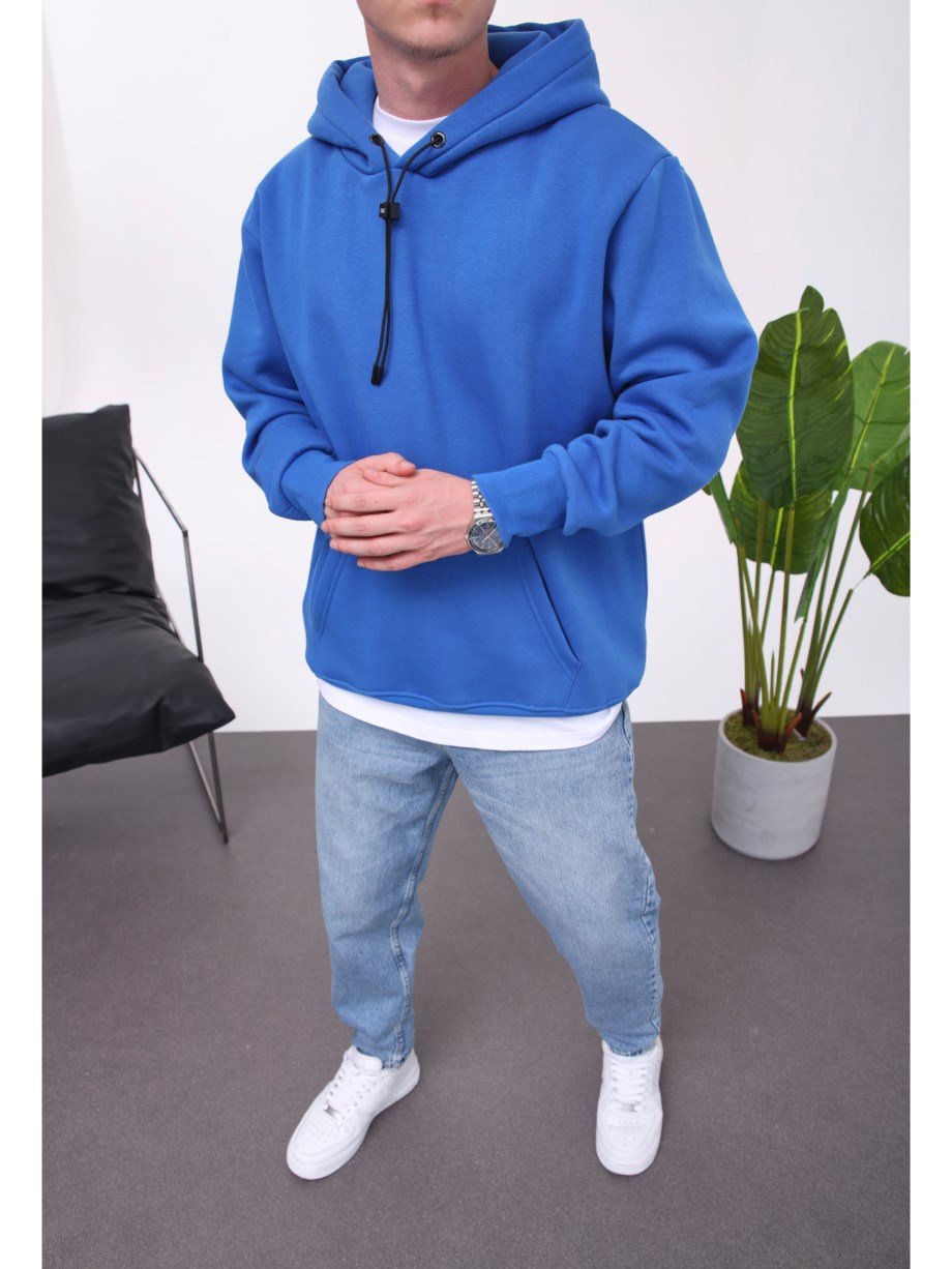 Nomarc İp Detaylı Basic Kapüşonlu Mavi Sweatshirt