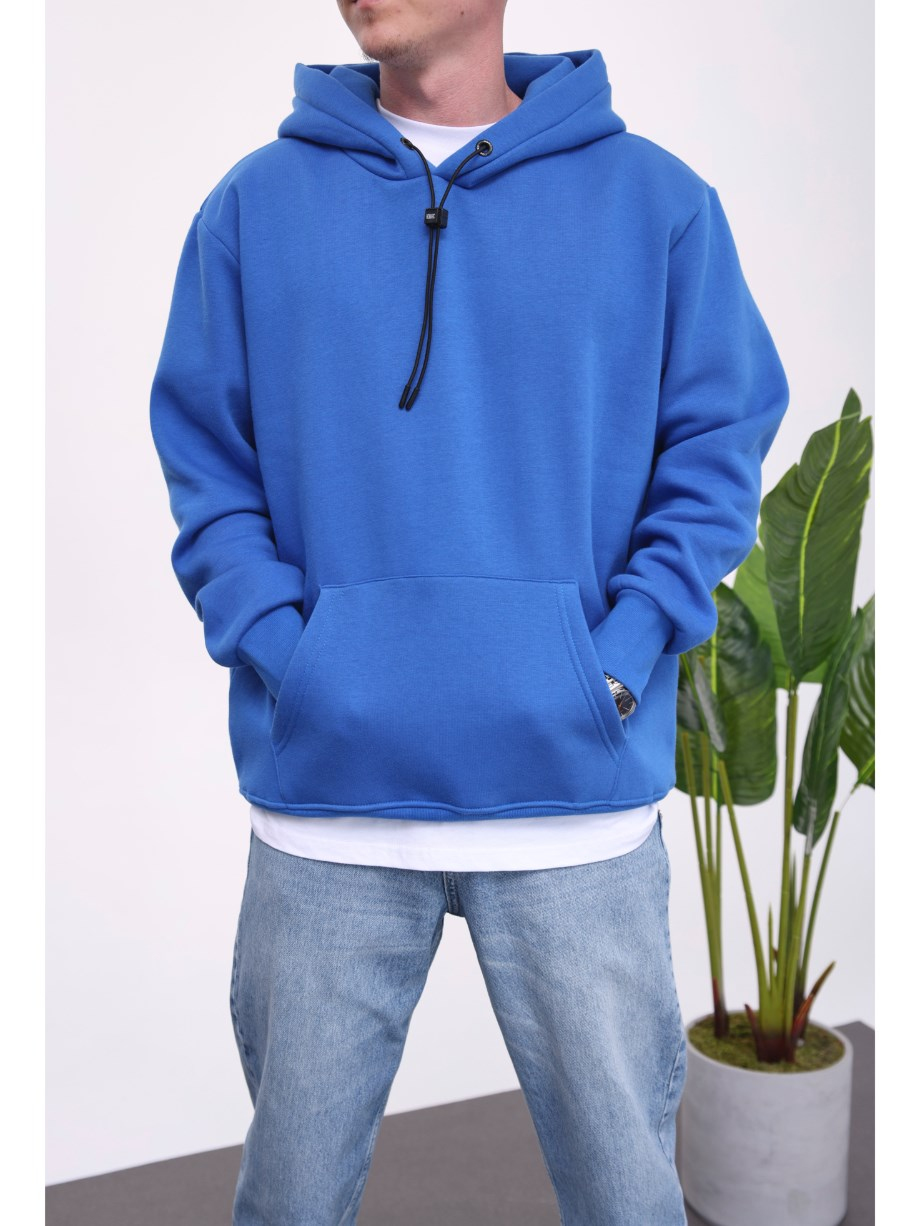 Nomarc İp Detaylı Basic Kapüşonlu Mavi Sweatshirt
