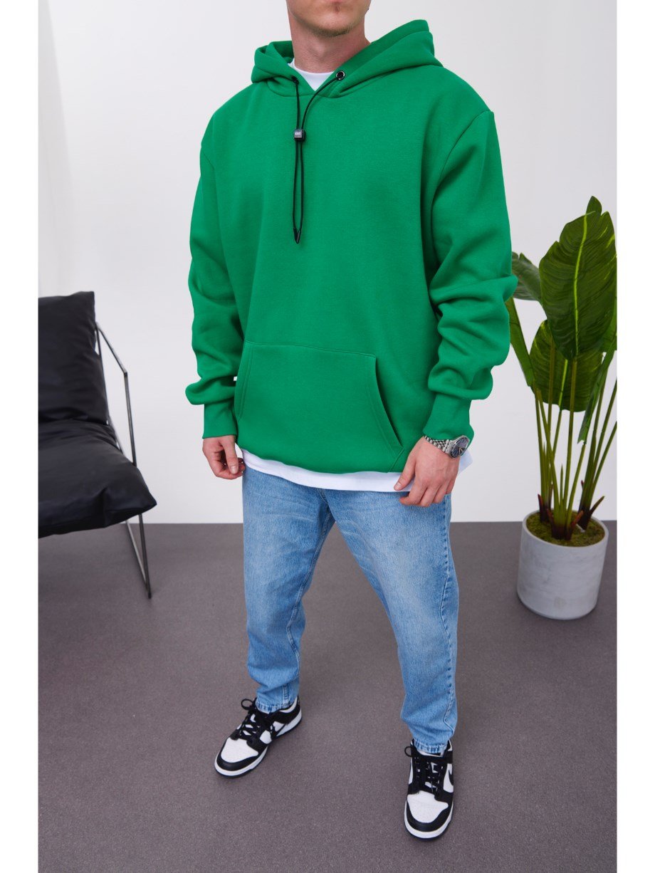 Nomarc İp Detaylı Basic Kapüşonlu Yeşil Sweatshirt